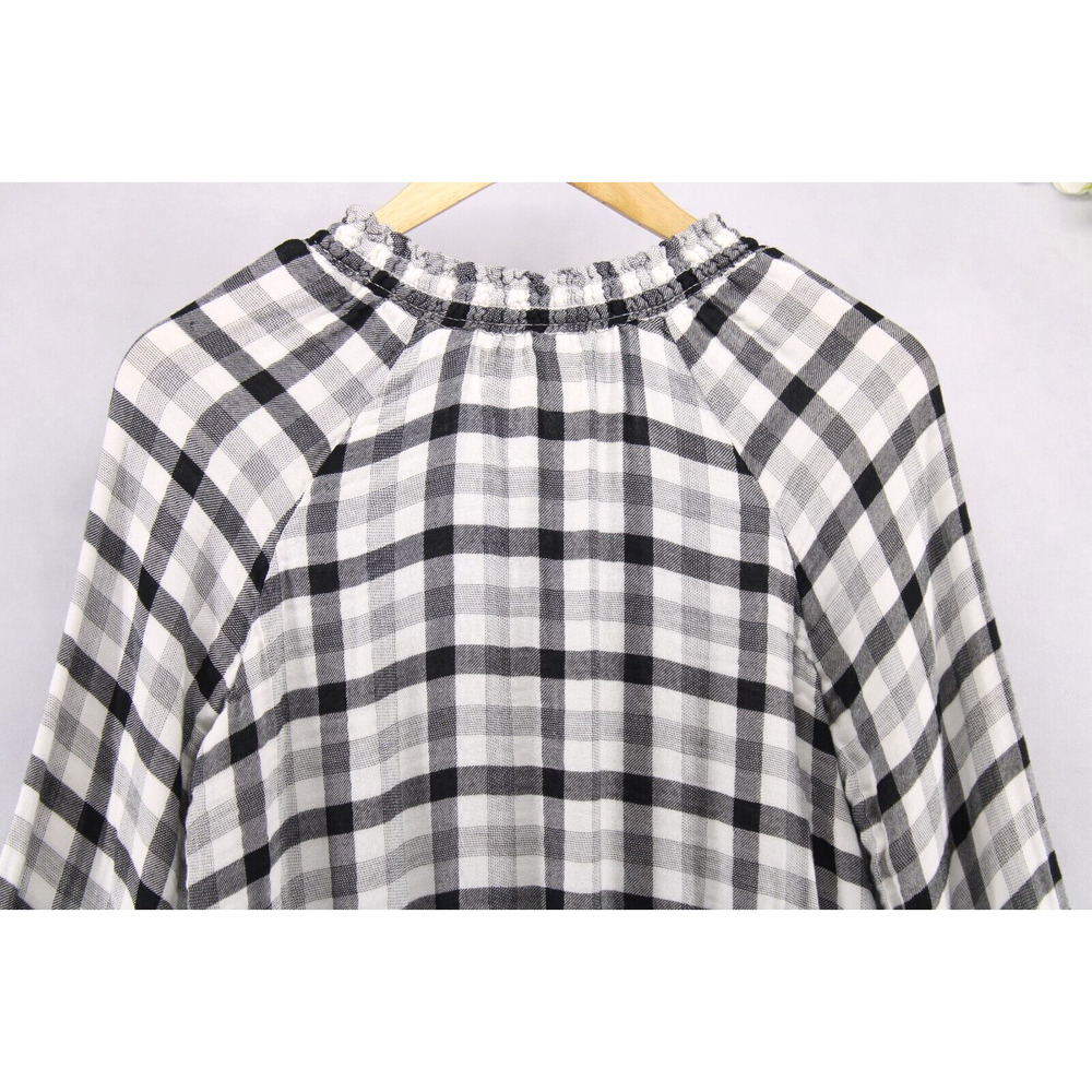 Anthropologie Cloth & Stone Women's Sara Top Black White Plaid Popover Soft Sz M - Picture 4 of 8